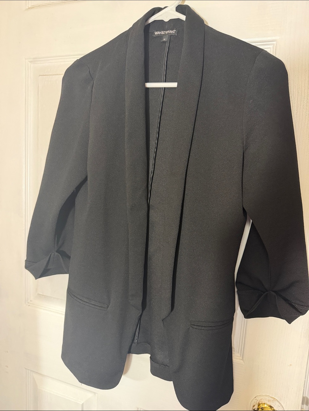 Weavers Black Open-Front Shawl Collar Blazer